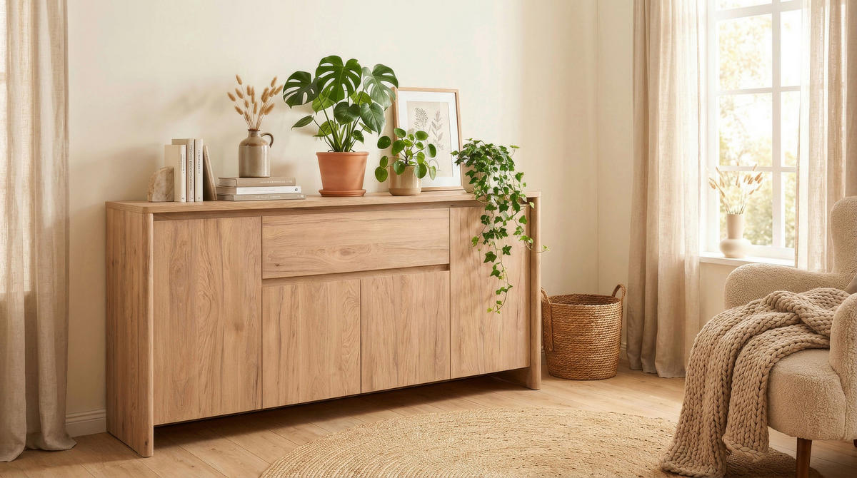 SIDEBOARD  164/85/40 cm 1 Schublade(n)  - Naturfarben, Design, Holzwerkstoff (164/85/40cm) - MID.YOU