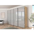 SCHWEBETÜRENSCHRANK 316/223/68 cm 4-türig Hellgrau, Eiche Artisan  - Chromfarben/Hellgrau, Design, Glas/Holzwerkstoff (316/223/68cm) - Novel