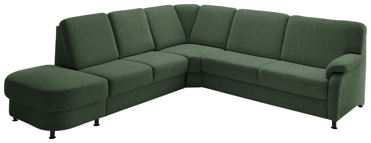 ECKSOFA  in Flachgewebe Waldgrün  287/269 cm  - Waldgrün/Schwarz, KONVENTIONELL, Textil/Metall (287/269cm) - Beldomo System
