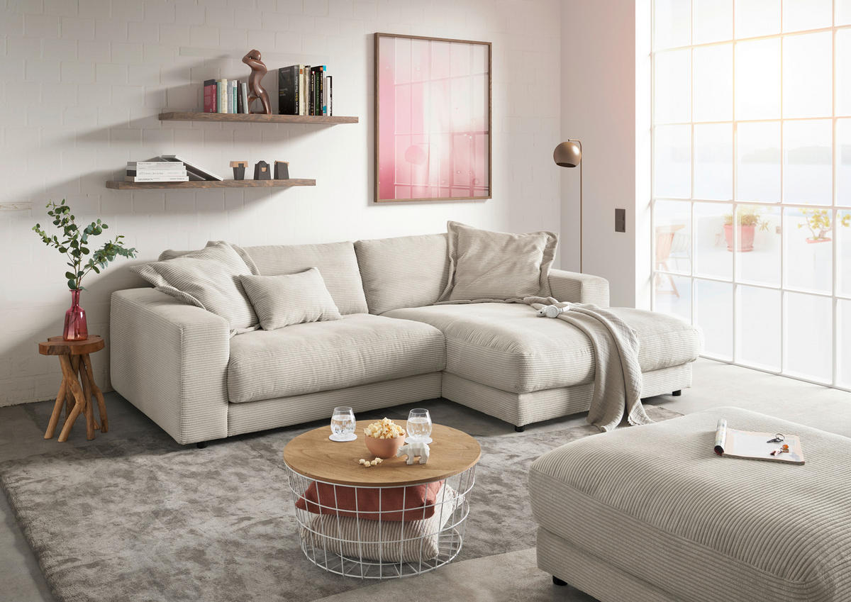 HOCKER in Textil Hellgrau  - Hellgrau/Schwarz, Design, Kunststoff/Textil (100/86/100cm) - Pure Home Lifestyle