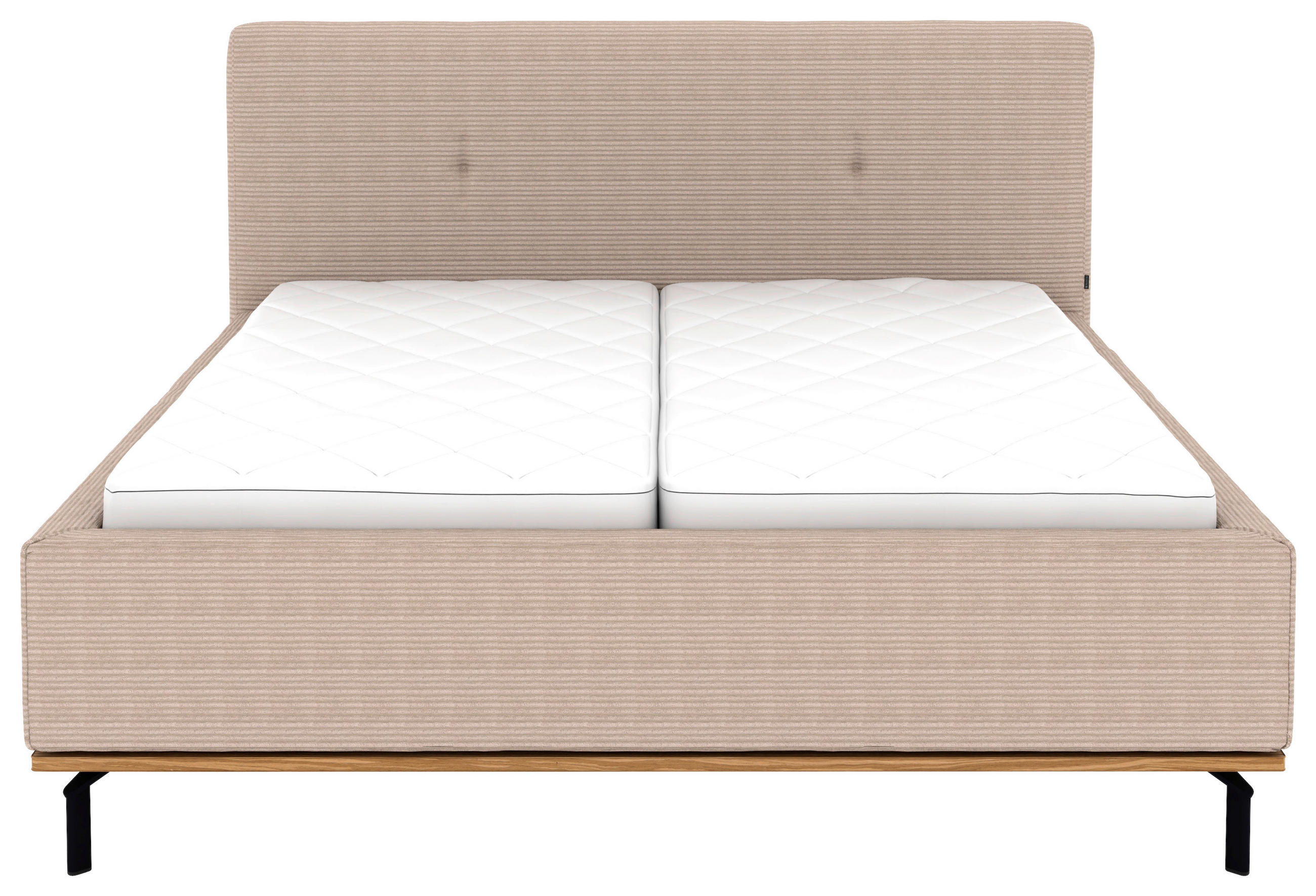 Thumbnail - Musterring Polsterbett, Taupe, Textil, Birke, Buche, massiv, H2, Höhe ca. 20 cm, 160x200 cm, Reach, atmungsaktiv,Bettkas...