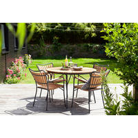 GARTENTISCH 110/110/74 cm Holz rund  - Anthrazit/Teakfarben, KONVENTIONELL, Holz/Metall (110/110/74cm) - Gardenson