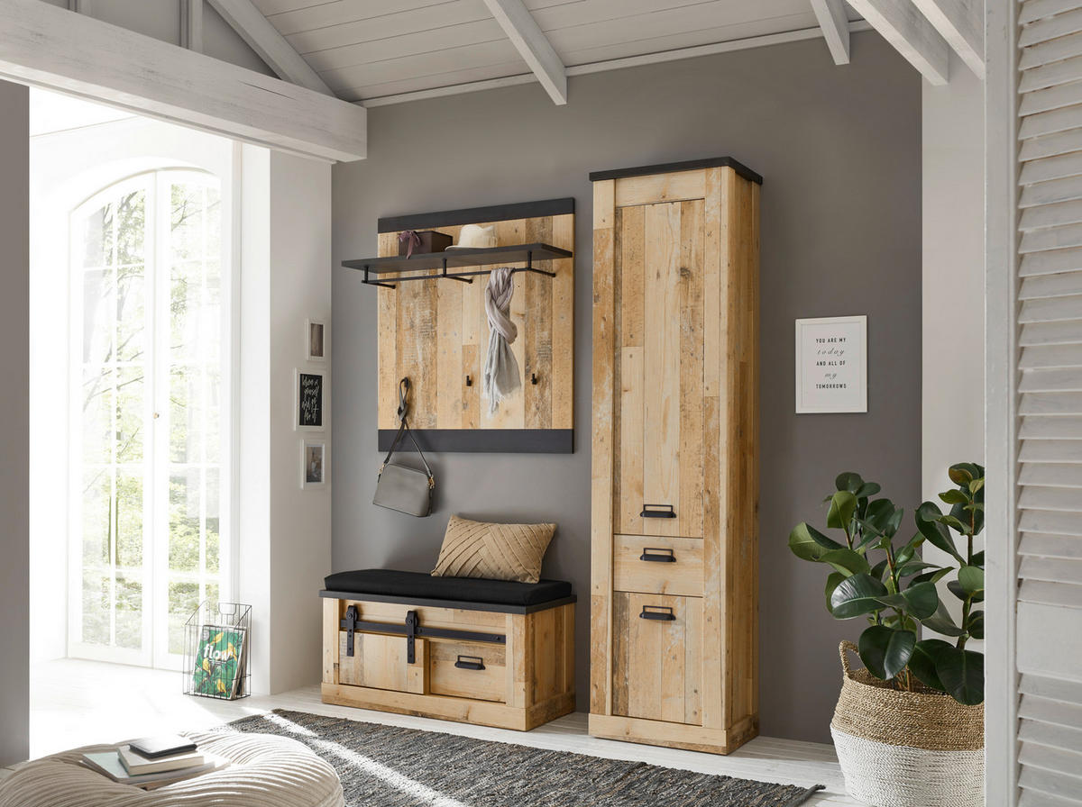 GARDEROBE 4-teilig  in 164/201/43 cm  - Anthrazit/Naturfarben, Design, Holzwerkstoff/Textil (164/201/43cm) - Modante