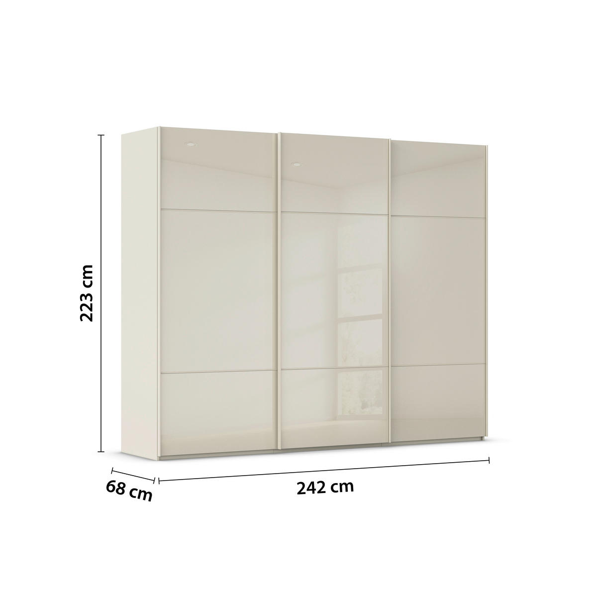 SCHWEBETÜRENSCHRANK  in Champagner  - Champagner, KONVENTIONELL, Glas/Holzwerkstoff (242/223/68cm) - Novel