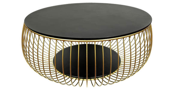 COUCHTISCH ESG 86/86/35 cm rund Schwarz, Goldfarben - Goldfarben/Schwarz, Design, Glas/Metall (86/86/35cm) - Novel