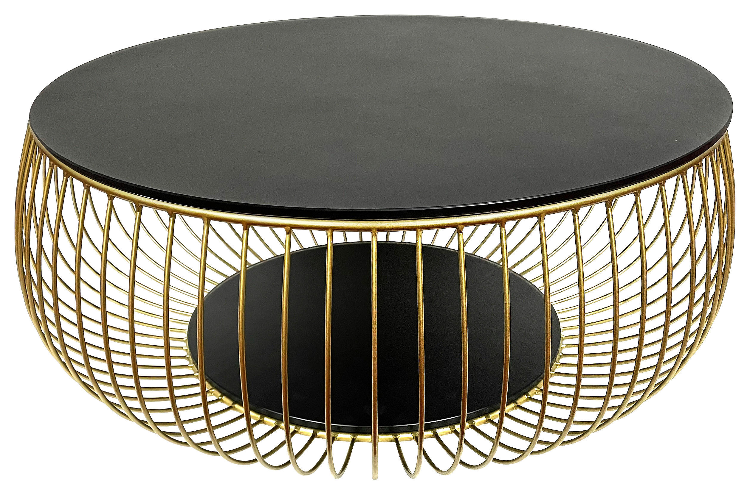 COUCHTISCH ESG 86/86/35 cm rund Schwarz, Goldfarben  - Goldfarben/Schwarz, Design, Glas/Metall (86/86/35cm) - Novel