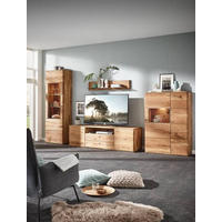 WOHNWAND Denver  in Eichefarben  350/201/48 cm  - Eichefarben/Silberfarben, KONVENTIONELL, Glas/Holz (350/201/48cm) - Linea Natura