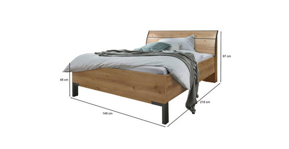BETT 140/200 cm in Eiche Bianco - Schieferfarben/Eiche Bianco, KONVENTIONELL, Holzwerkstoff/Metall (140/200cm) - Dieter Knoll