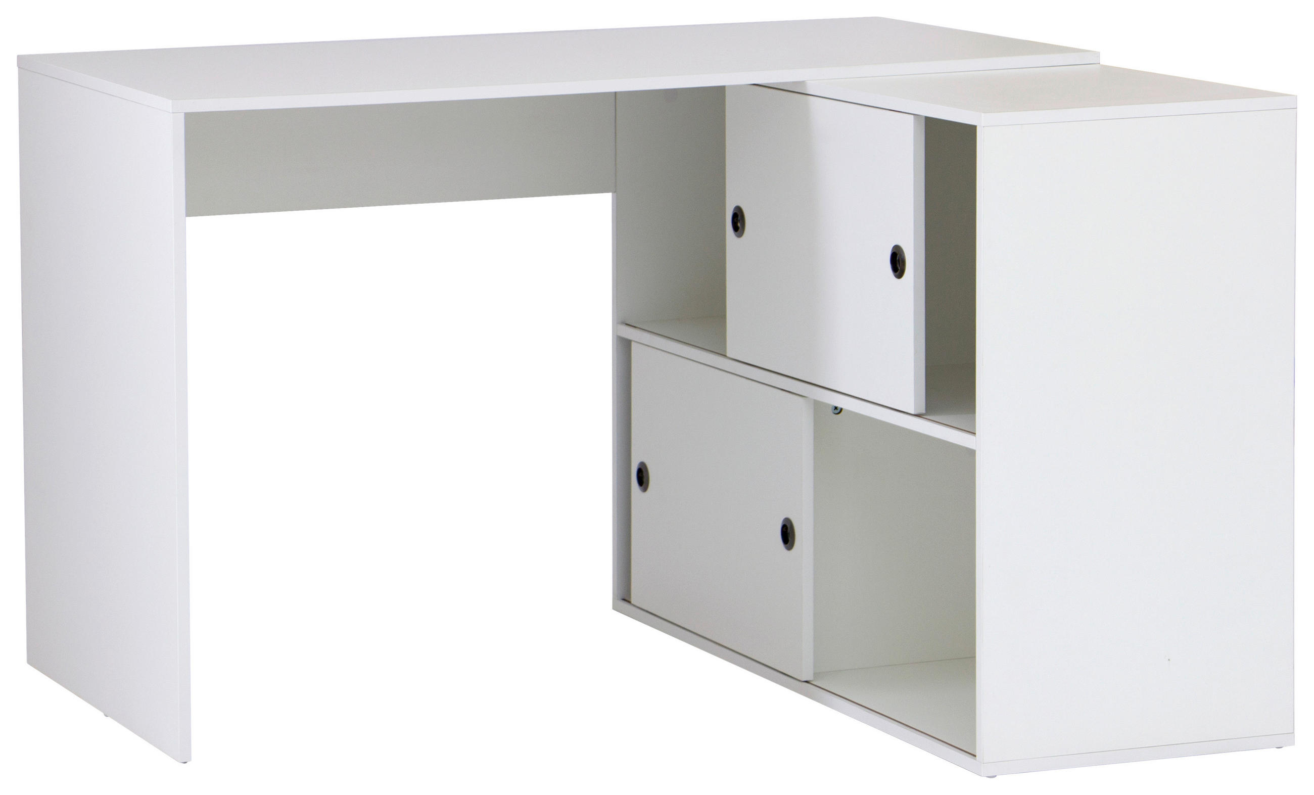ECKSCHREIBTISCH  in Weiss  - Weiss/Schwarz, Modern, Holzwerkstoff/Metall (120/78/107cm) - MID.YOU