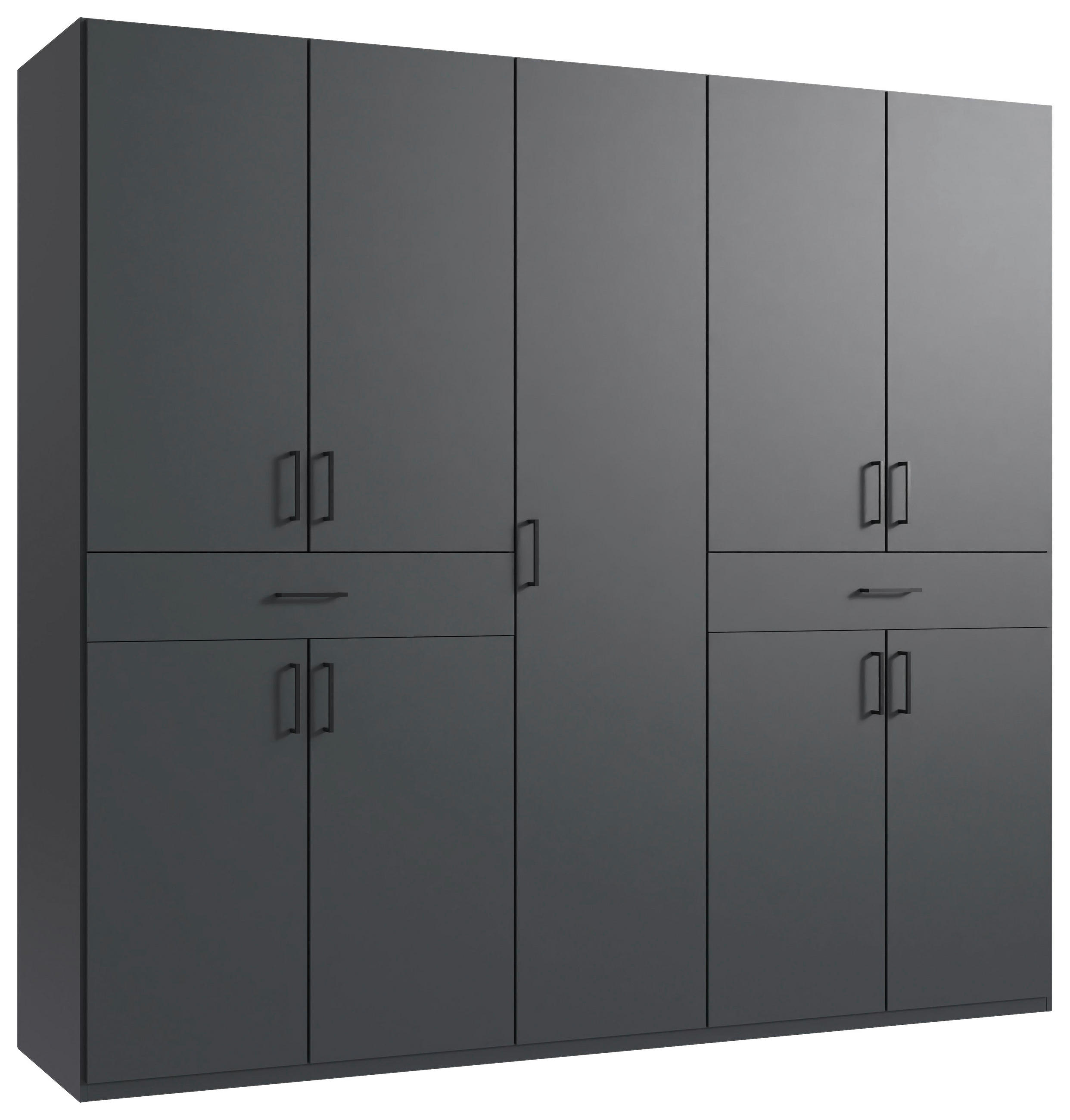 DREHTÜRENSCHRANK  in Graphitfarben  - Schwarz/Graphitfarben, KONVENTIONELL, Holzwerkstoff/Kunststoff (225/208/58cm) - Carryhome