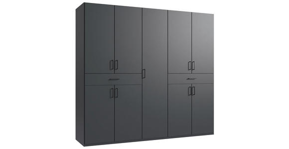 DREHTÜRENSCHRANK  in Graphitfarben  - Schwarz/Graphitfarben, KONVENTIONELL, Holzwerkstoff/Kunststoff (225/208/58cm) - Carryhome