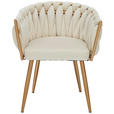 ARMLEHNSTUHL  in Samt  - Beige/Goldfarben, LIFESTYLE, Textil/Metall (60/78/55cm) - Ambia Home