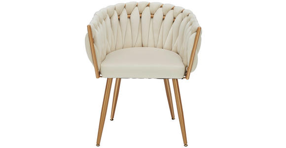 ARMLEHNSTUHL in Samt - Beige/Goldfarben, LIFESTYLE, Textil/Metall (60/78/55cm) - Ambia Home
