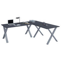 ECKSCHREIBTISCH 190/130/76 cm  in Anthrazit, Silberfarben  - Anthrazit/Silberfarben, Design, Holzwerkstoff/Metall (190/130/76cm) - MID.YOU