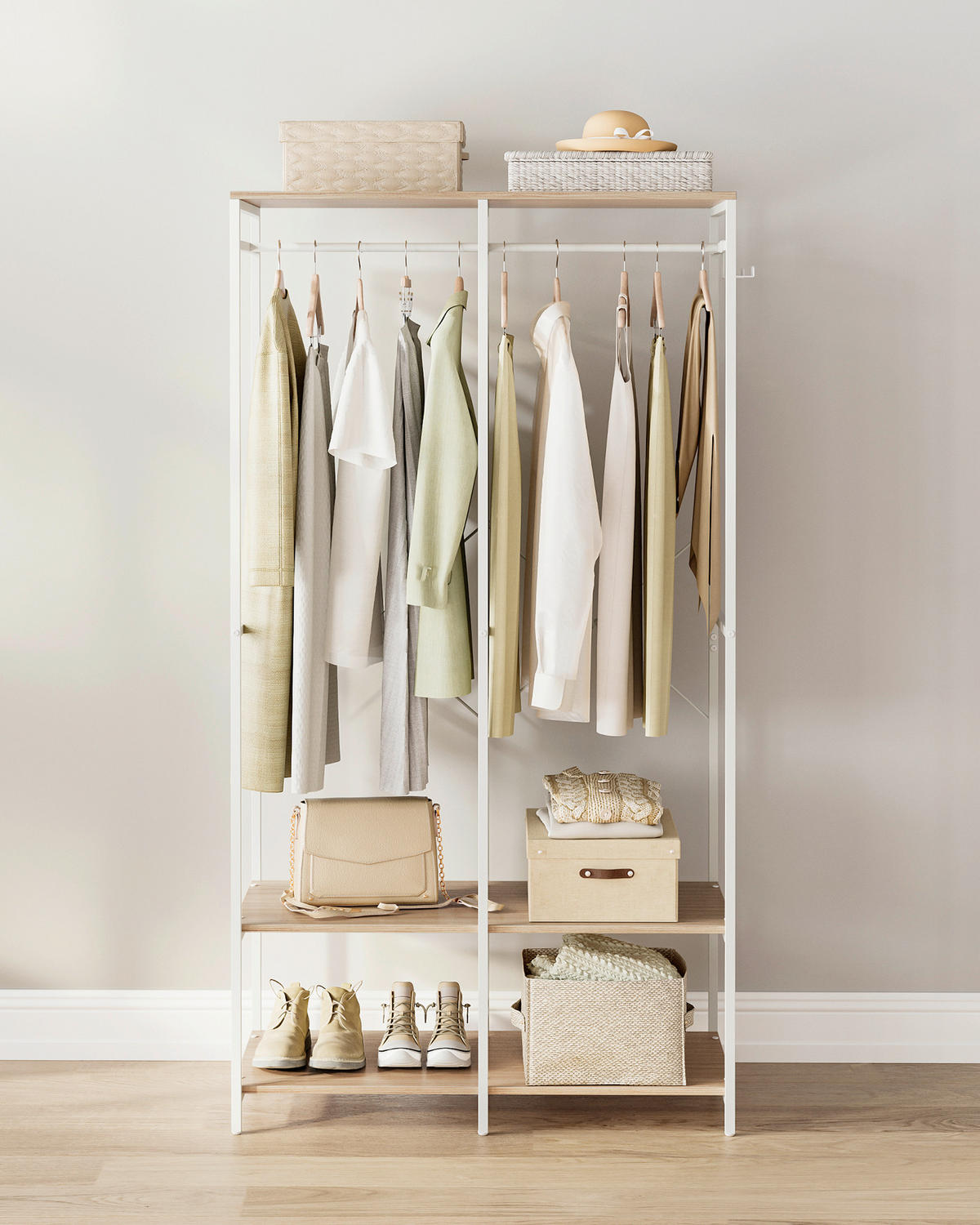 KLEIDERSCHRANK  in Weiß, Eiche Bianco  - Eiche Bianco/Weiß, Basics, Holzwerkstoff/Metall (94,5/180/40cm)