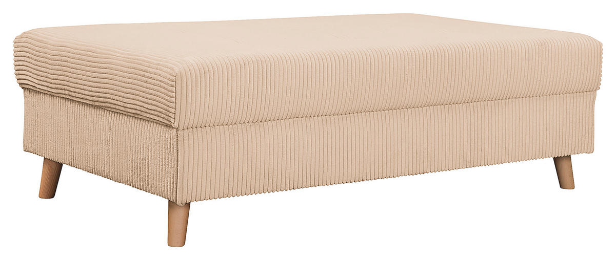 ECKSOFA inkl. Hocker Ariella in Cord Creme  231/161 cm  - Creme/Naturfarben, Design, Holz/Textil (231/161cm) - Livetastic