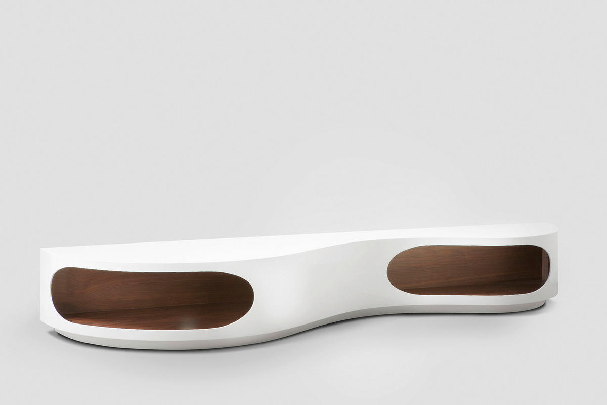 LOWBOARD  in 200/30/50 cm  - Weiß Hochglanz/Walnussfarben, Design, Holzwerkstoff (200/30/50cm) - Livetastic