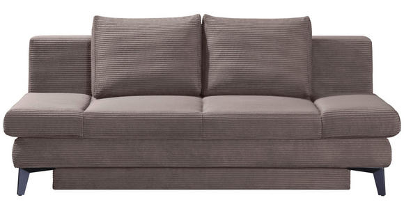 SCHLAFSOFA Cord Taupe  inkl. Bettkasten, Schlaffunktion, Armteilverstellung  - Taupe/Schwarz, Design, Textil/Metall (200/85/90cm) - Novel
