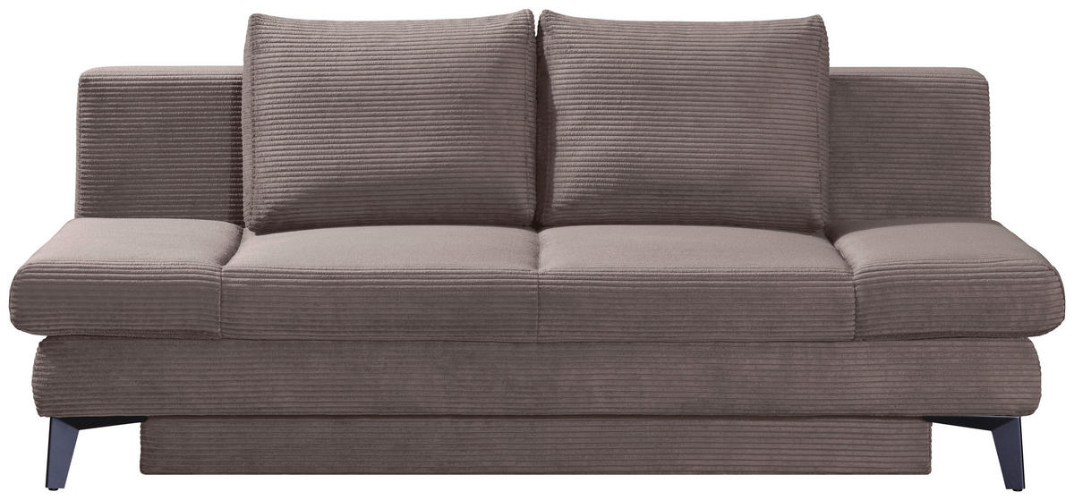 SCHLAFSOFA Cord Taupe  inkl. Bettkasten, Schlaffunktion, Armteilverstellung  - Taupe/Schwarz, Design, Textil/Metall (200/85/90cm) - Novel