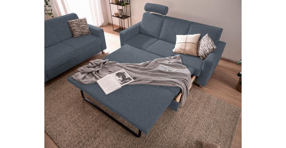 3-SITZER-SOFA in Flachgewebe Blau  - Chromfarben/Blau, Design, Textil/Metall (195/83/85cm) - Xora