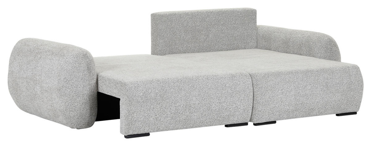 ECKSOFA Grau Flachgewebe Zierkissen, Rückenkissen, Bettkasten, Schlaffunktion, Rücken echt, Liegefläche im Originalstoff  - Schwarz/Grau, KONVENTIONELL, Kunststoff/Textil (250/145cm) - Carryhome