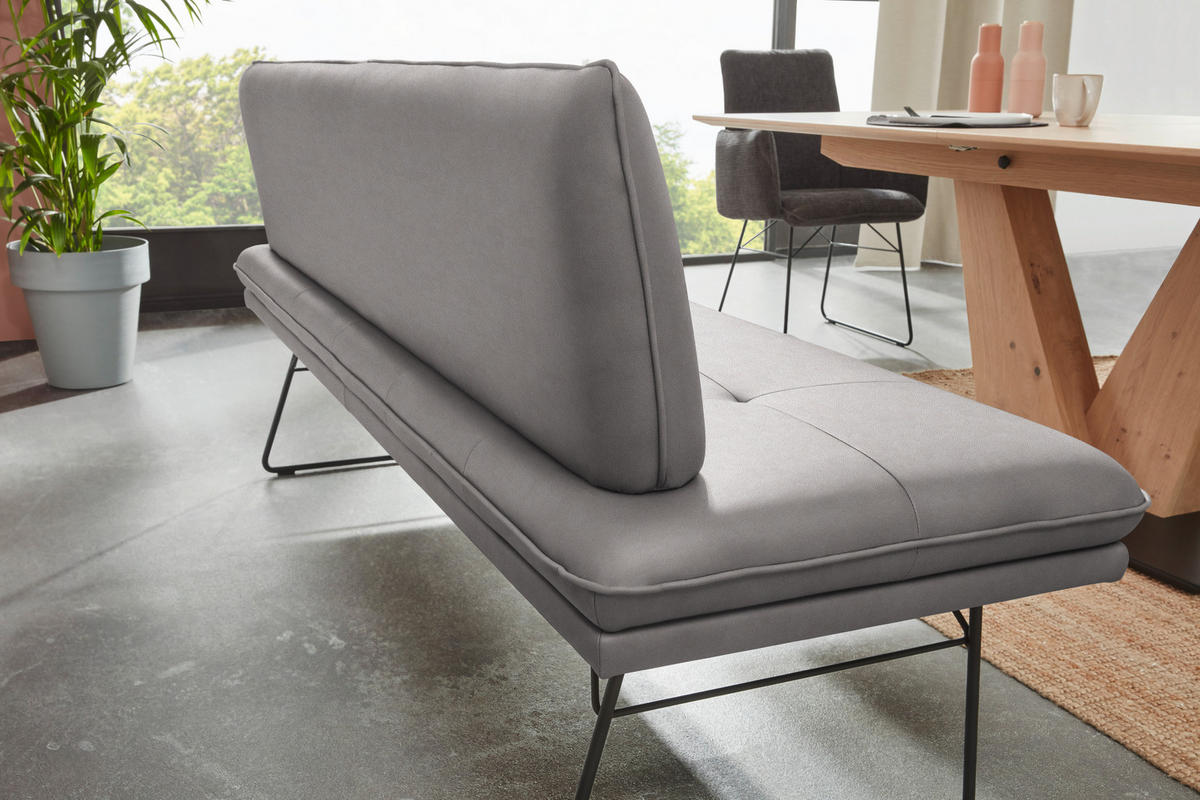 SITZBANK in Metall, Textil Grau, Schwarz  - Schwarz/Grau, Design, Textil/Metall (195/87/65cm) - Dieter Knoll
