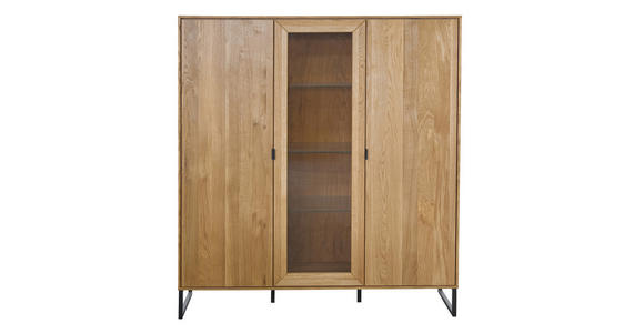 VITRINE  in furniert Eiche Eichefarben  - Eichefarben/Schwarz, Natur, Glas/Holz (137/151,2/40cm) - Carryhome