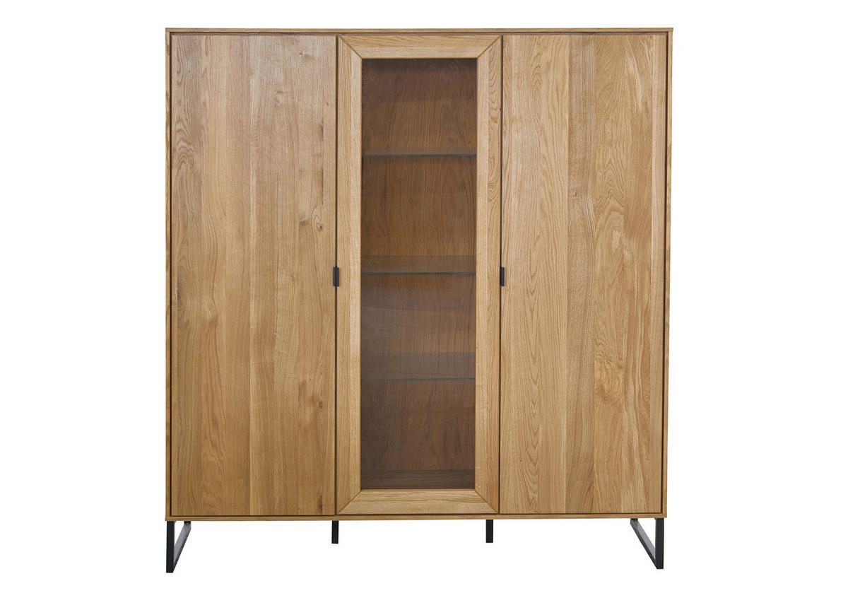 VITRINE  in furniert Eiche Eichefarben  - Eichefarben/Schwarz, Natur, Glas/Holz (137/151,2/40cm) - Carryhome