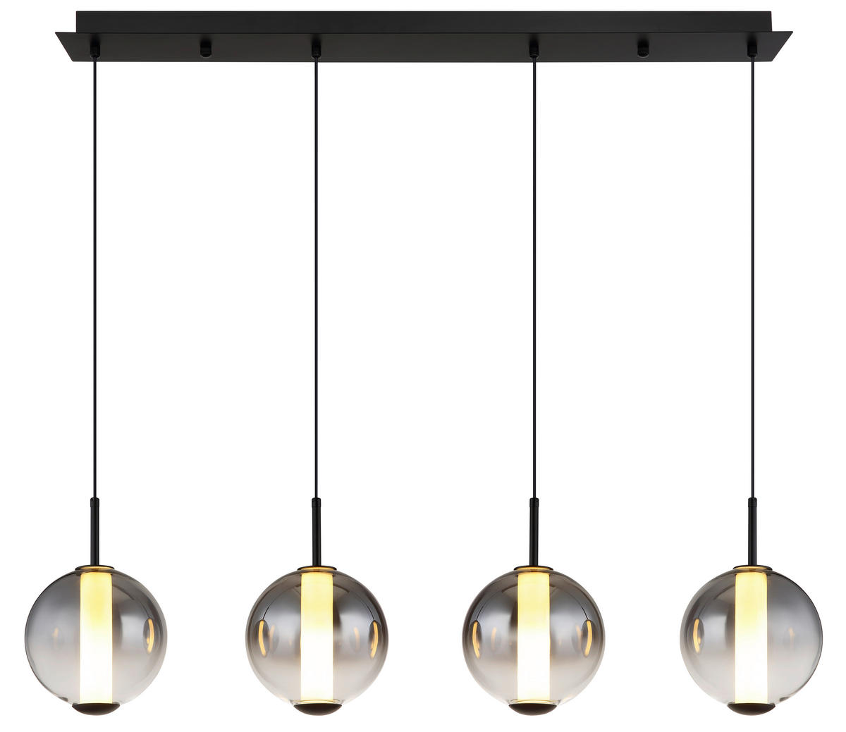 LED-HÄNGELEUCHTE LACY 100/18/120 cm   - Schwarz/Weiß, KONVENTIONELL, Glas/Kunststoff (100/18/120cm) - Globo