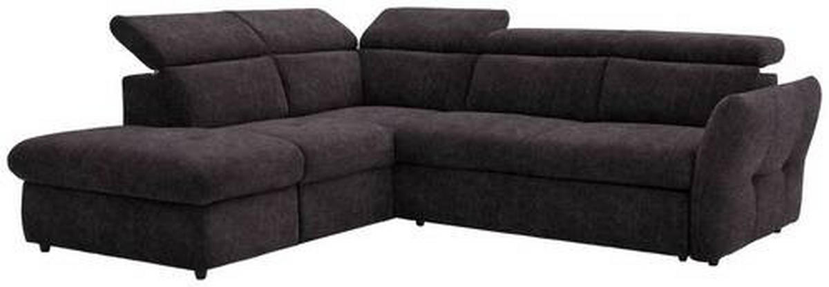 ECKSOFA in Velours Graubraun  224/254 cm  - Graubraun/Schwarz, Design, Kunststoff/Textil (224/254cm) - Stylife