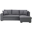 ECKSOFA inkl.Funktionen Grau Webstoff Zierkissen, Rückenkissen, Bettkasten, Schlaffunktion  - Schwarz/Grau, Design, Kunststoff/Textil (238/158cm) - Xora