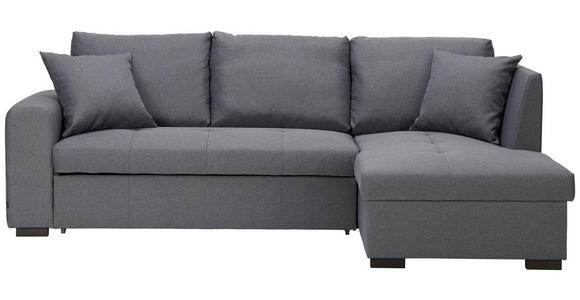 ECKSOFA inkl.Funktionen Grau Webstoff Zierkissen, Rückenkissen, Bettkasten, Schlaffunktion  - Schwarz/Grau, Design, Kunststoff/Textil (238/158cm) - Xora