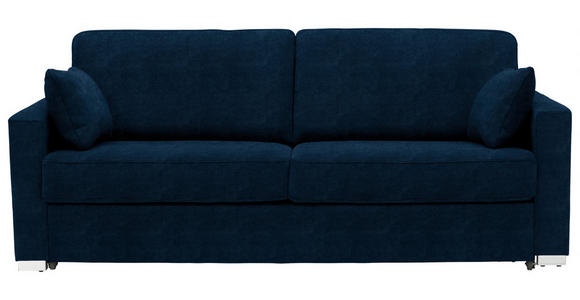 SCHLAFSOFA Webstoff Dunkelblau - Chromfarben/Dunkelblau, KONVENTIONELL, Textil/Metall (208/86/97cm) - Novel