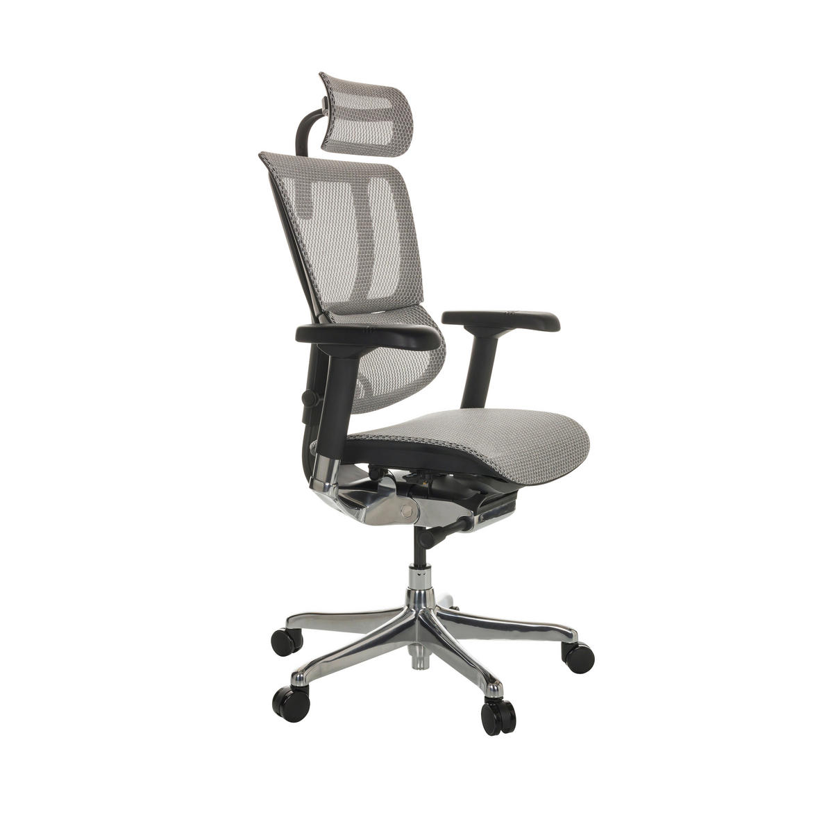 DREHSTUHL Netz Hellgrau  - Silberfarben/Hellgrau, Basics, Kunststoff/Textil (69/116-138/66cm) - MID.YOU