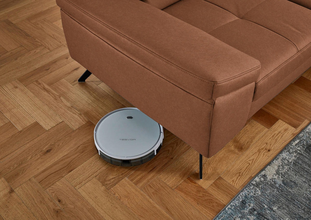 ECKSOFA in Lederlook, Mikrofaser Braun  - Schwarz/Braun, Design, Textil/Metall (261/220cm) - Beldomo System