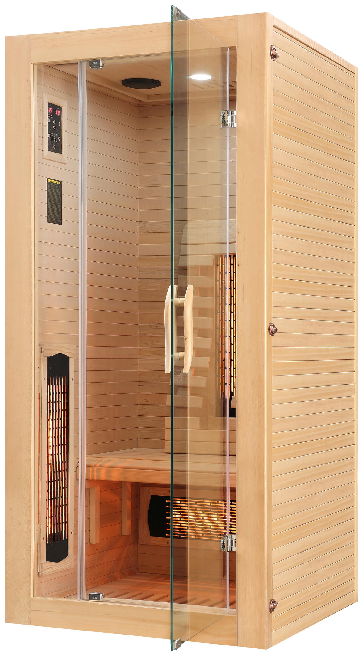 INFRAROTKABINE für 1 Personen  - Naturfarben, Basics, Glas/Holz (90/190/90cm) - Sanotechnik