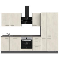 KÜCHENBLOCK 300 cm   in Weiß, Schieferfarben  - Schieferfarben/Edelstahlfarben, MODERN, Holzwerkstoff/Metall (300cm) - Nobilia