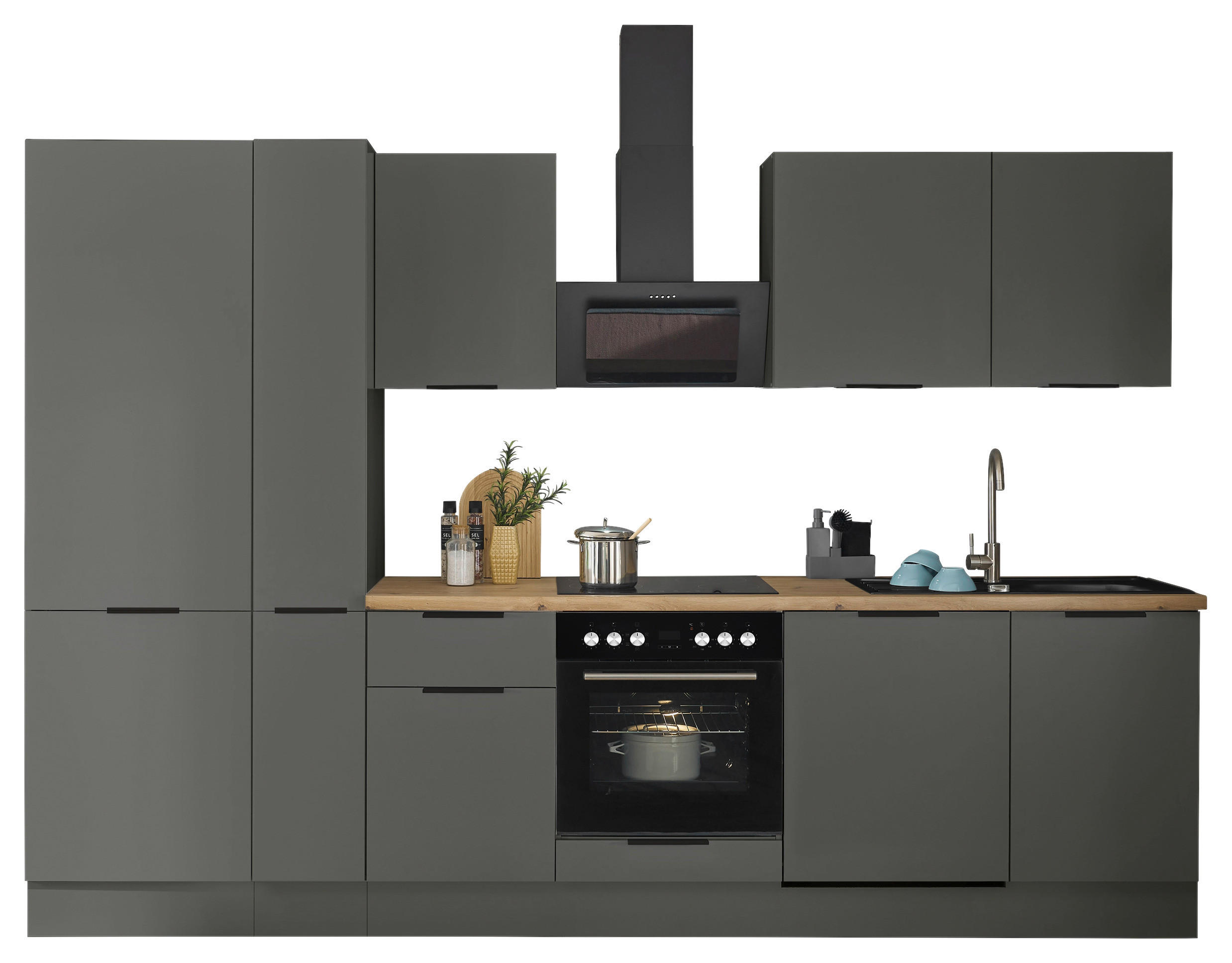 KÜCHENBLOCK MULTAN  in Graphitfarben  - Schwarz/Graphitfarben, Basics, Holzwerkstoff/Metall (310/211/60cm) - Carryhome