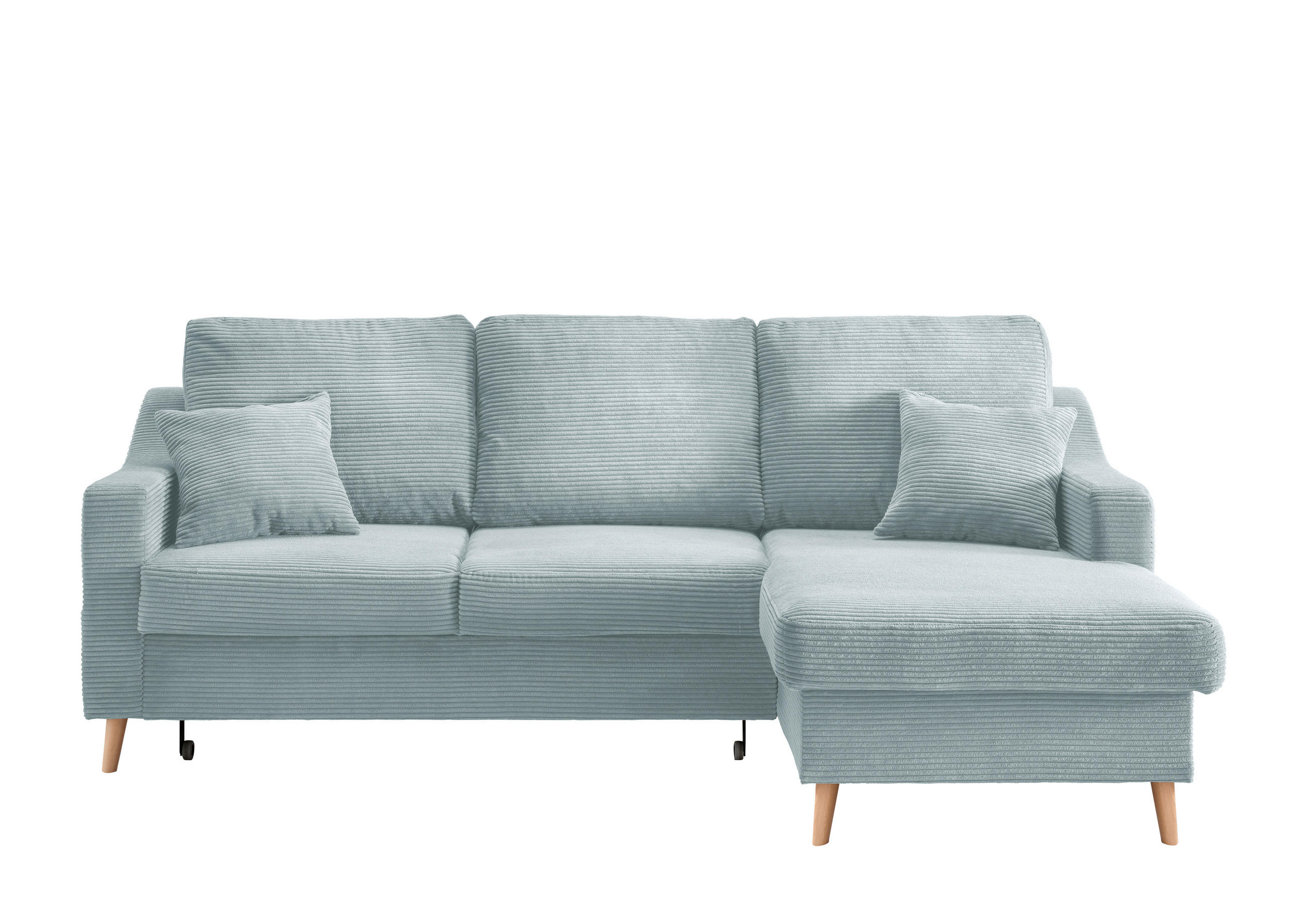 ECKSOFA in Cord Hellblau - Naturfarben/Hellblau, Design, Holz/Textil (228/150cm) - P & B
