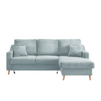 ECKSOFA in Cord Hellblau  - Naturfarben/Hellblau, Design, Holz/Textil (228/150cm) - P & B