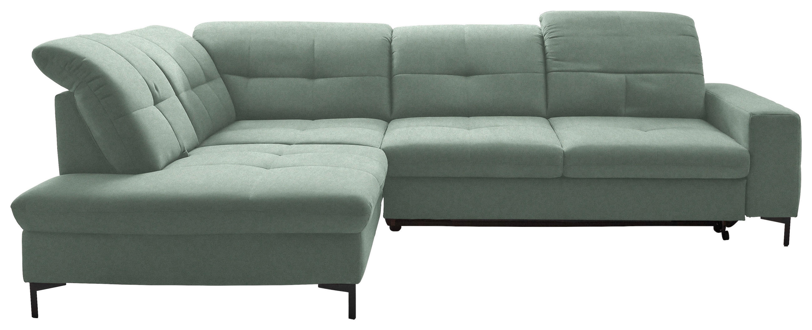 ECKSOFA in Chenille Mintgrün  - Schwarz/Mintgrün, Design, Textil/Metall (240/308cm) - Xora