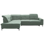ECKSOFA in Chenille Mintgrün  240/308 cm  - Schwarz/Mintgrün, Design, Textil/Metall (240/308cm) - Xora
