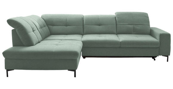 ECKSOFA in Chenille Mintgrün 240/308 cm - Schwarz/Mintgrün, Design, Textil/Metall (240/308cm) - Xora