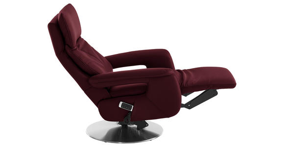 RELAXSESSEL in Leder Weinrot - Edelstahlfarben/Weinrot, Design, Leder/Metall (78/112/85cm) - Cantus
