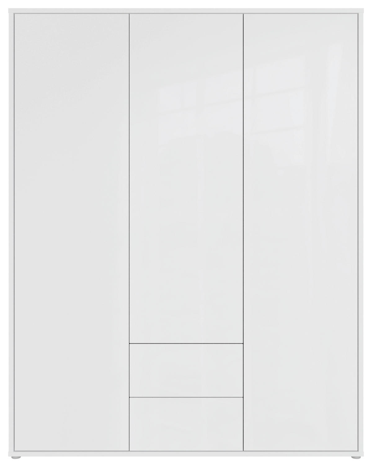 DREHTÜRENSCHRANK 169/214/60 cm,  in Weiß, Weiß Hochglanz, 3-türig  - Weiß Hochglanz/Weiß, Trend, Holzwerkstoff (169/214/60cm) - Carryhome