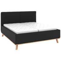 POLSTERBETT 180/200 cm,  in Anthrazit, Matratze, Lattenrost, Bettkasten, H2 + H2 = mittel  - Eichefarben/Anthrazit, Design, Holz/Textil (180/200cm) - Musterring