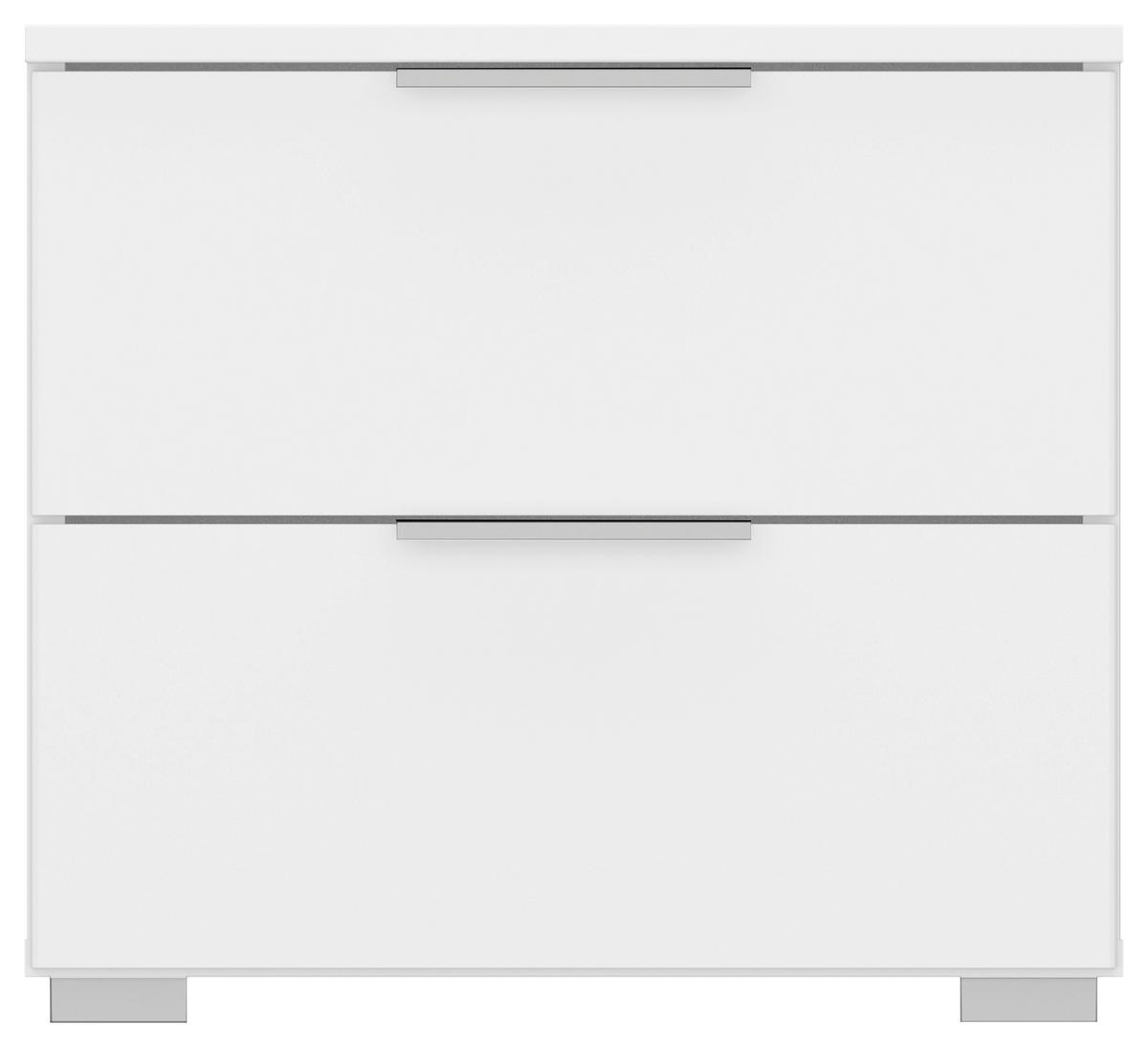 NACHTKÄSTCHEN 47/43/42 cm  in Weiss  - Weiss/Alufarben, Modern, Holzwerkstoff (47/43/42cm) - Rauch Möbel