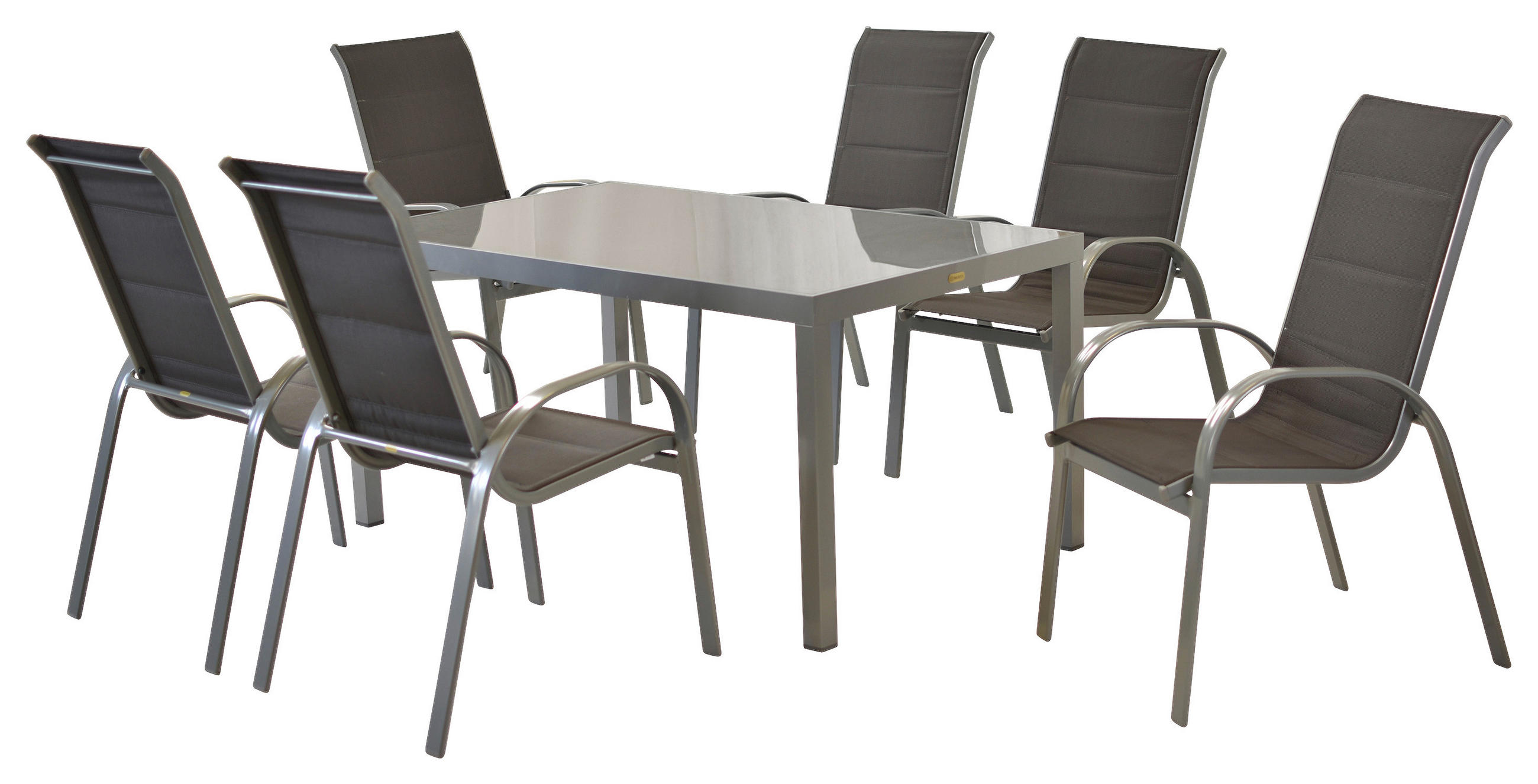 GARTENSET 7-teilig  - Anthrazit/Silberfarben, MODERN, Textil/Metall - Gardenson