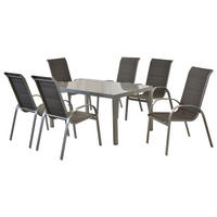 GARTENSET 7-teilig  - Anthrazit/Silberfarben, MODERN, Textil/Metall - Gardenson