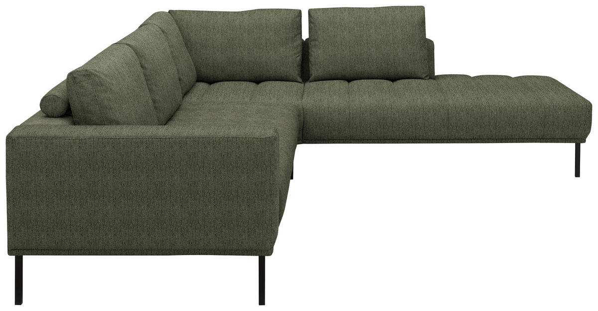 ECKSOFA  in Flachgewebe Grün  308/270 cm  - Schwarz/Grün, Design, Textil/Metall (308/270cm) - Pure Home Lifestyle